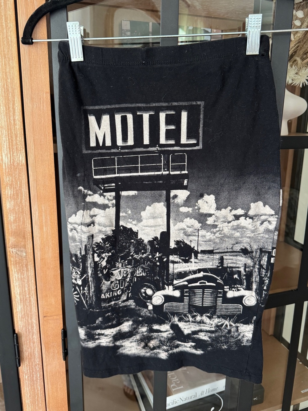 Vintage y2k Motel skirt bodycon tube car print grunge pencil retro desert